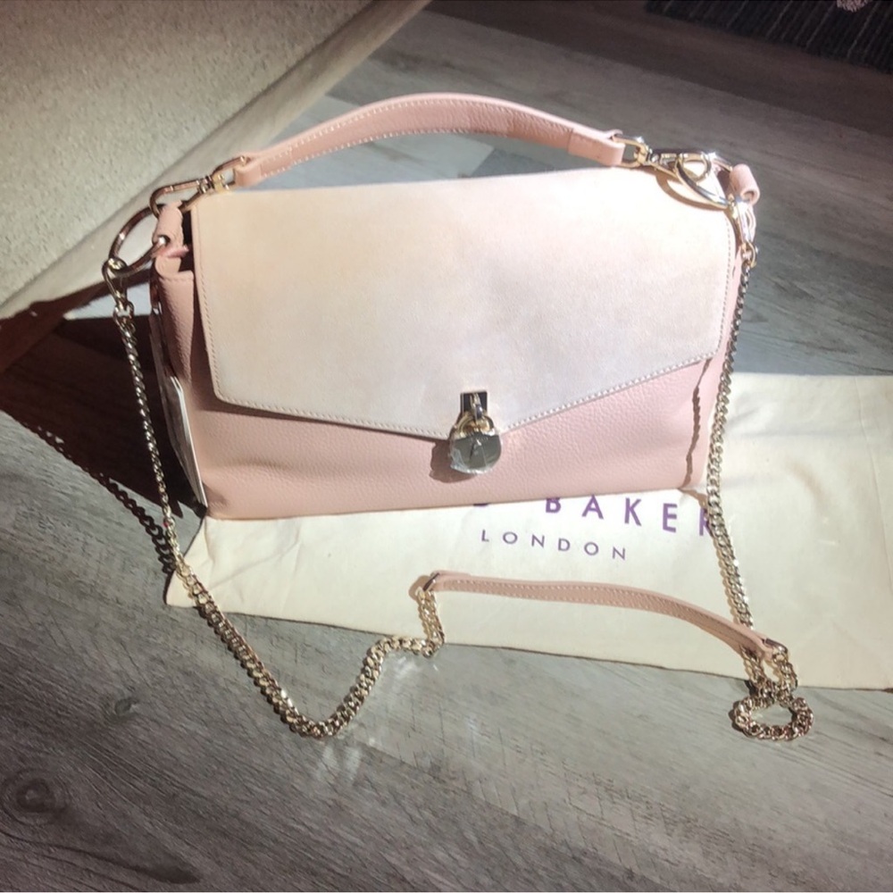 Ted Baker Pink and Cream Crossbody Bag with Chain Strap